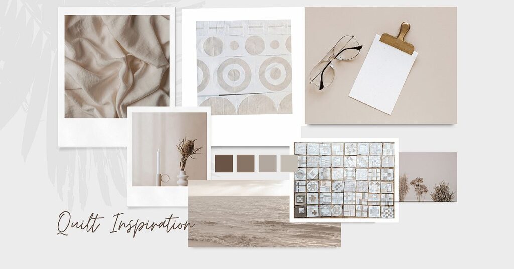 Ein Mood-Board in Beige mit zwei Quilts